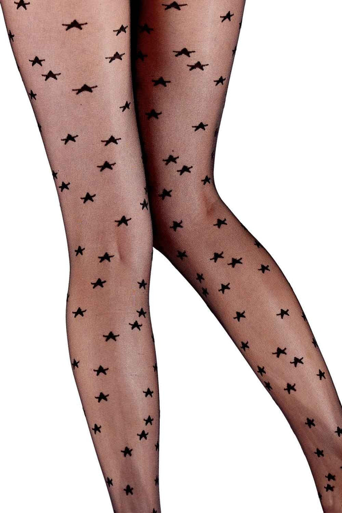 Tights with star pattern on a white background