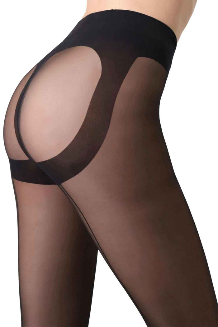 Black backseam tights on a white background