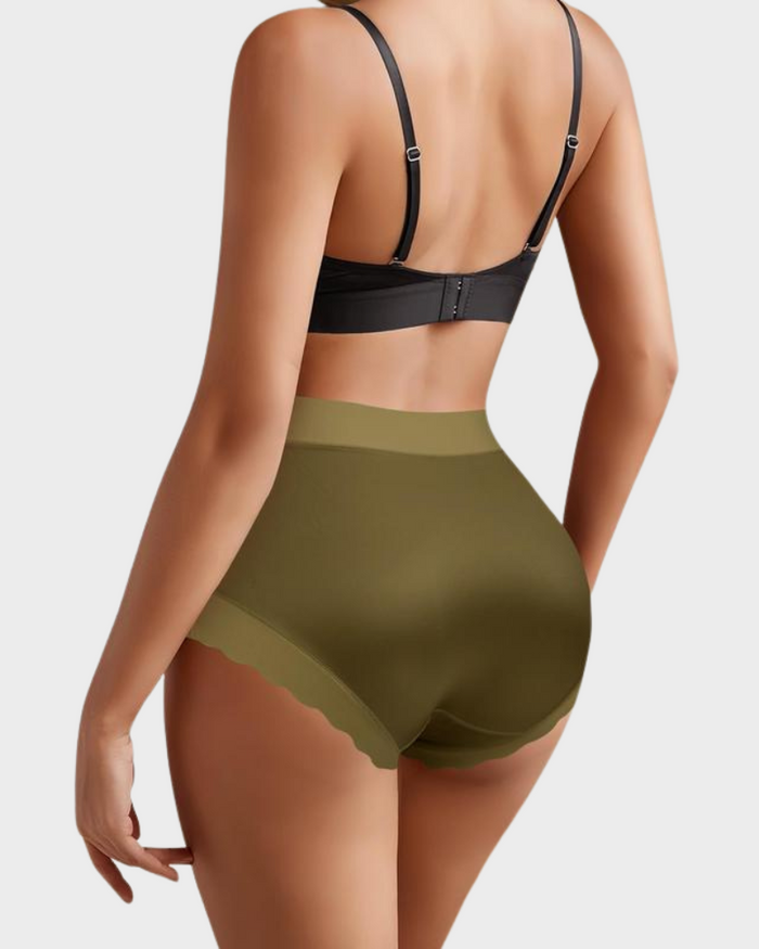 Silky High-Waist Seamless Briefs With Scalloped Edges (6 pack)