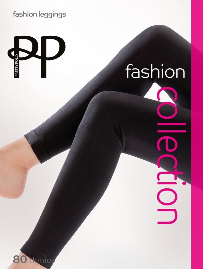 Black leggings with Fashion logo and text on a white background