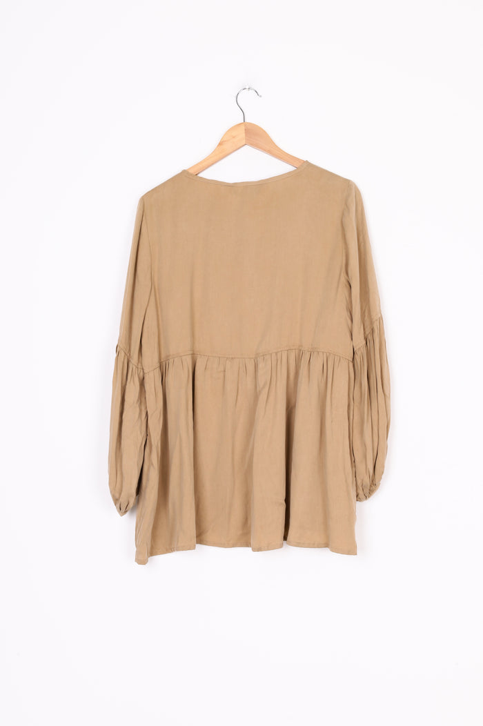 Staple + Cloth Womens Beige Blouse Size 12