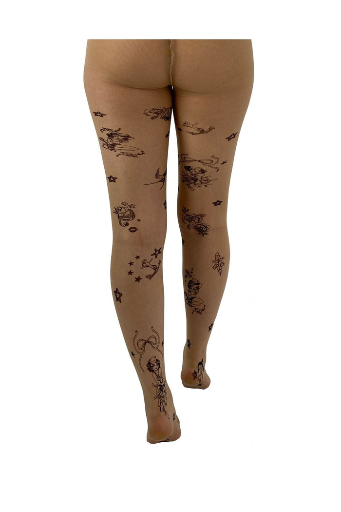 Tattoo sailor tights girl tights on a white background