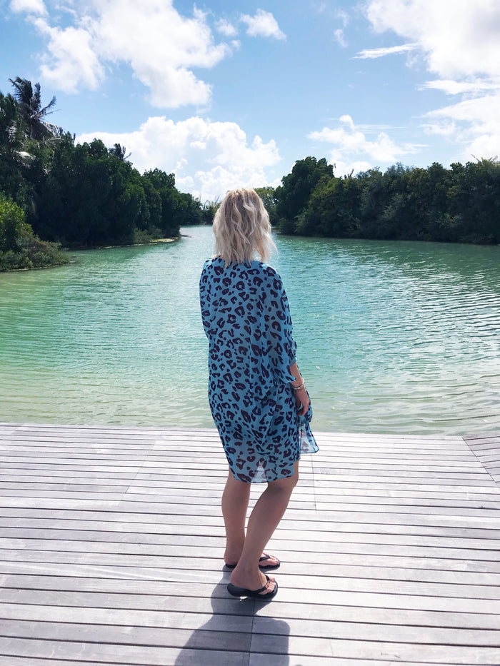 Teal and Fig Animal/ leopard Print Kimono - 2 Lengths