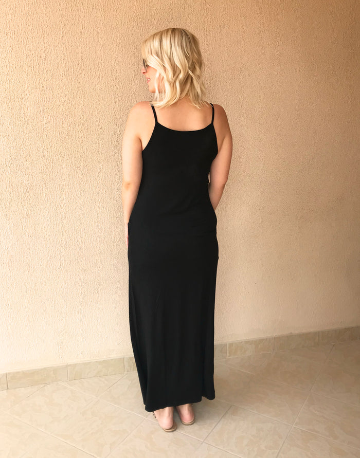 The Essential Maxi Dress in Black, with pockets