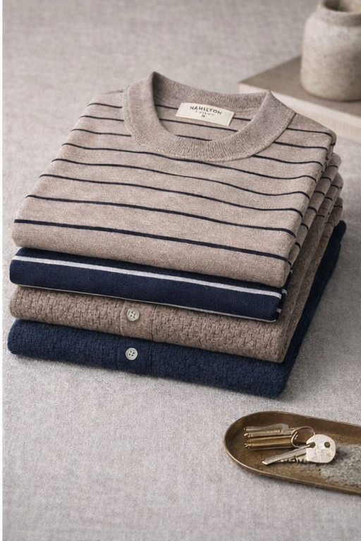 The Harold Striped Crew Neck Tee - Tawny/Black Stripe
