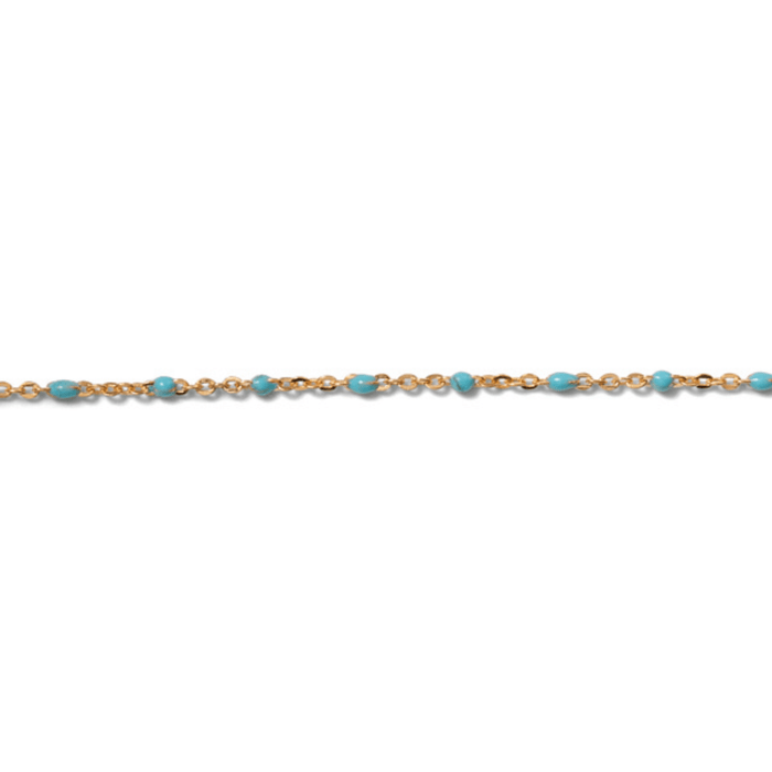 Permanent Jewelry, Turquoise Enamel Cable Chain, Yellow Gold Filled, sold by the Inch