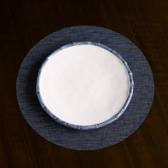 VIDA Bamboo 11" Dinner Plate Set of 4 (White and Blue).