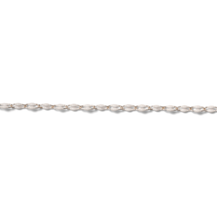 Permanent Jewelry, White Enamel Paperclip Chain, Sterling Silver, sold by the Inch