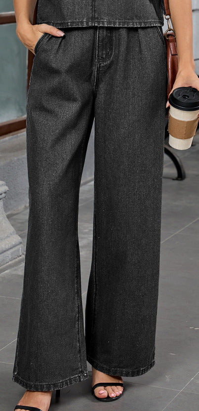 S / Black and gray trousers