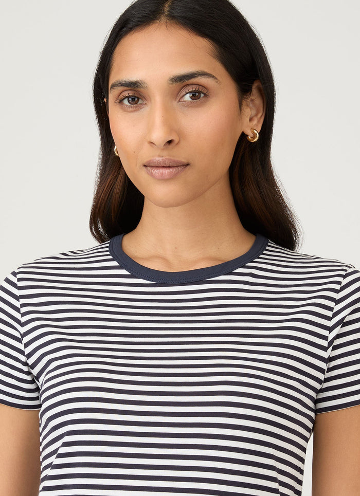 Women's Classic T-shirt in Navy/White English Stripe