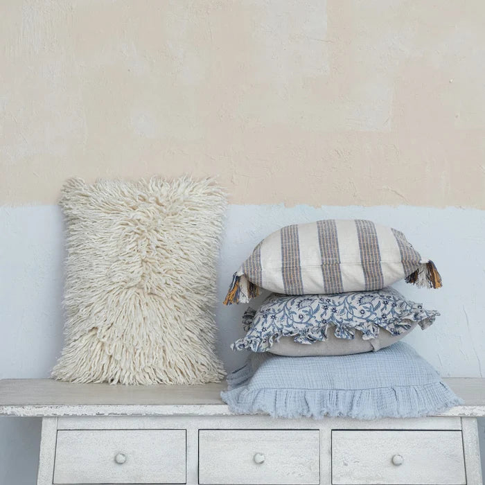 20" Ruffled Blue Pillow - Madison's Niche