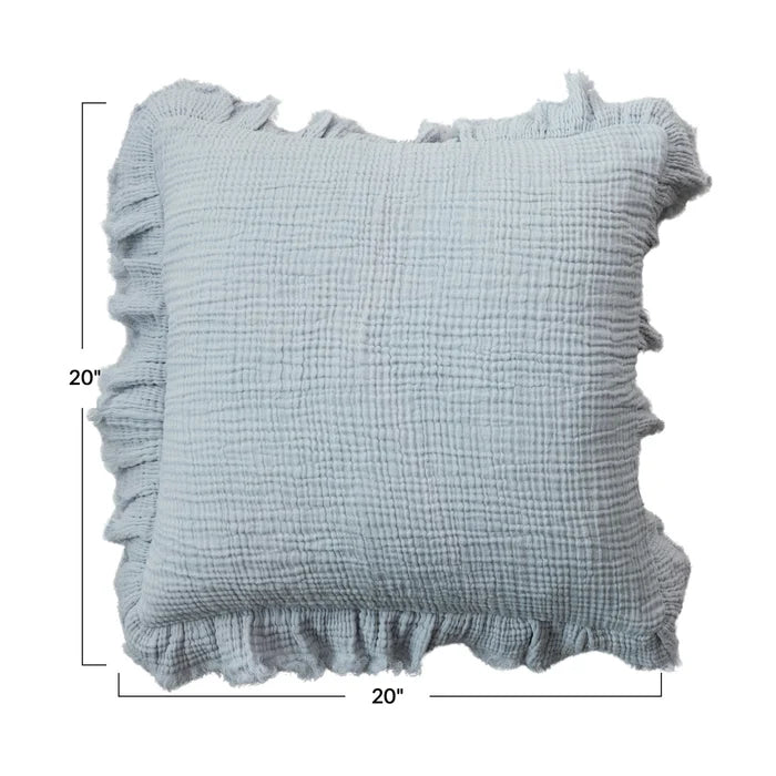 20" Ruffled Blue Pillow - Madison's Niche