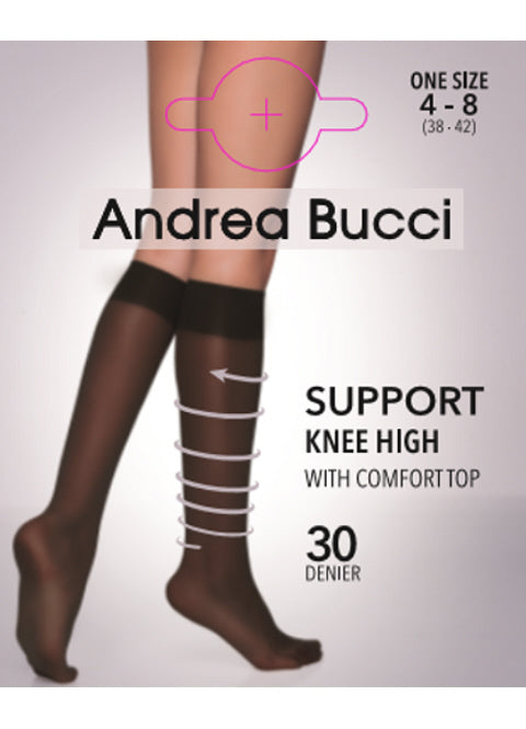 Andrea Bucci support knee high with comfort top on a plain background