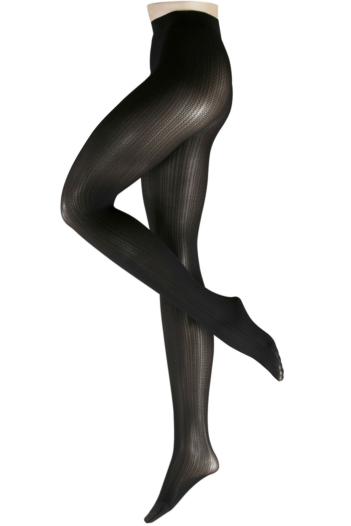 Black Falke rib tights on a white background