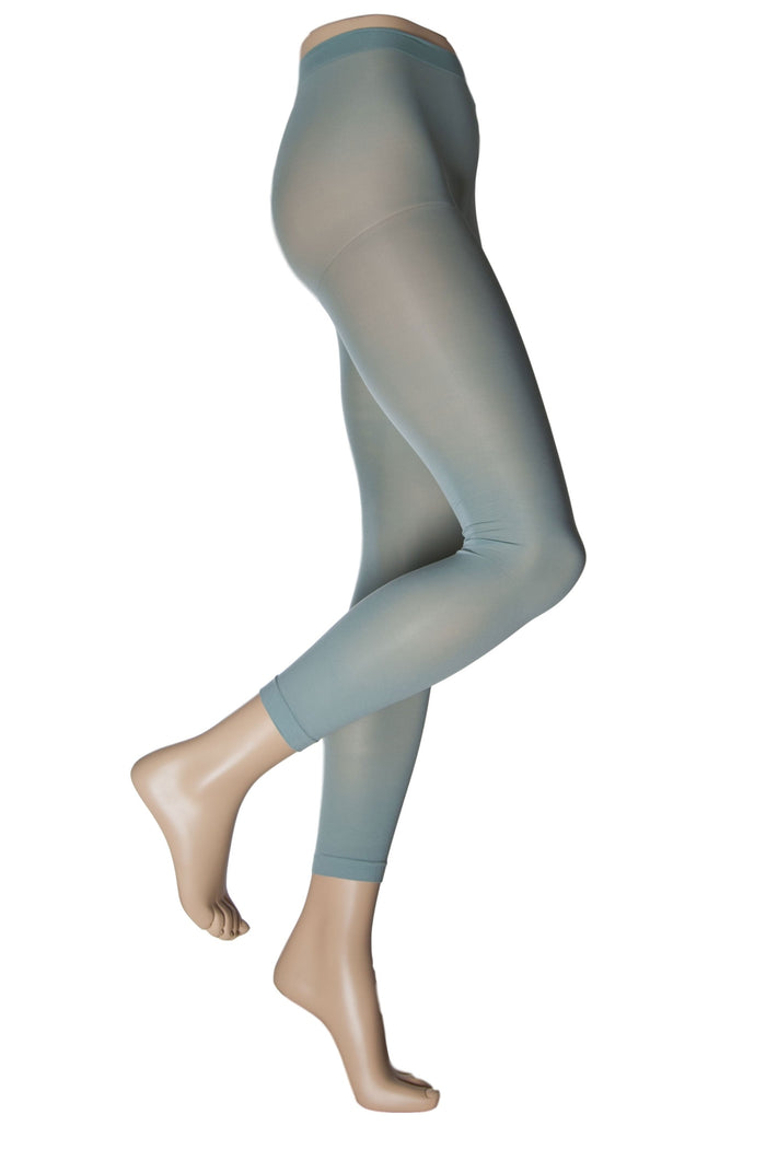 mint colured footless tights on a white background