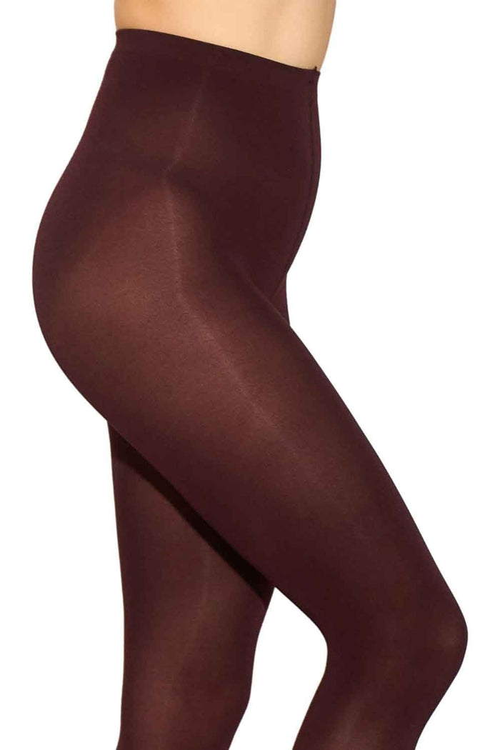 Allana burgundy  tights on a white background