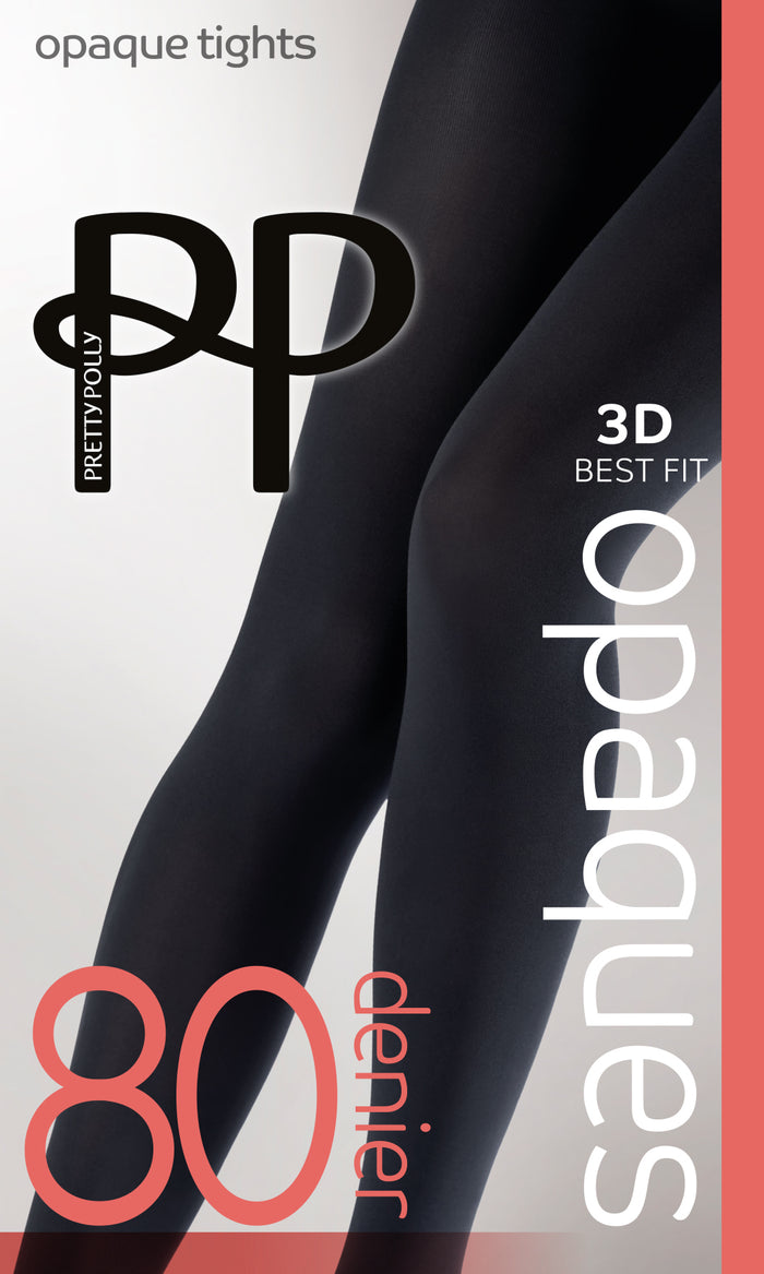 Pretty Polly 80 denier opaque tights packaging with brand logo and product details.