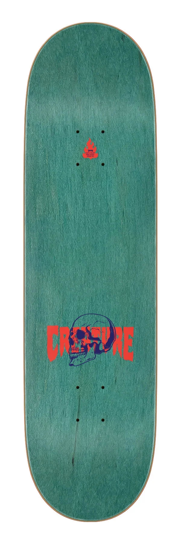Creature 8.53in Spiral Skull Birch skateboard deck angled view