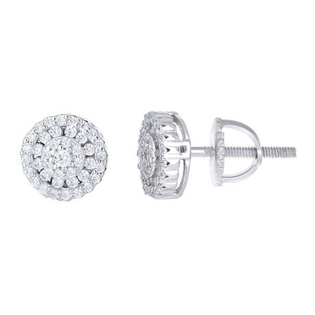 925 Sterling Silver Moissanite Round Stud Earrings