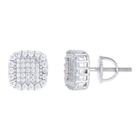 925 Sterling Silver Moissanite Square Stud Earrings 9mm