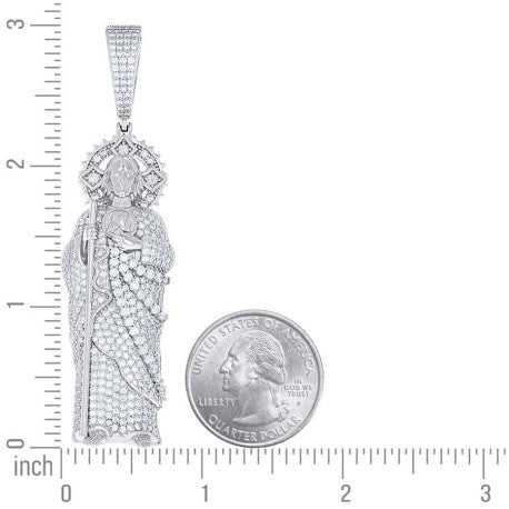925 Sterling Silver Moissanite St. Jude Pendant