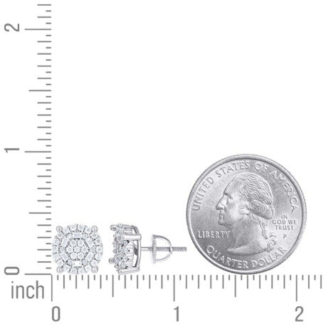 925 Sterling Silver Round Baguette Moissanite Stud Earrings
