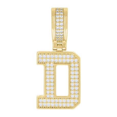 925 Sterling Silver Unisex 0.58ct Moissanite Initial Alphabet D Charm Pendant