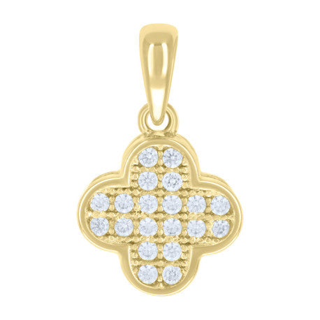 925 Sterling Silver Yellow Womens Moissanite Clover Pendant