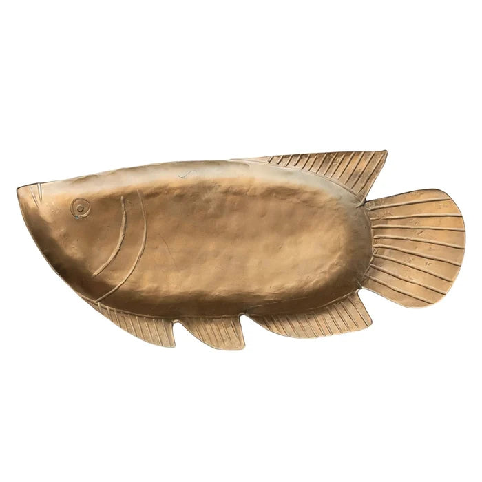 Antique Gold Finish Metal Fish Tray - Madison's Niche