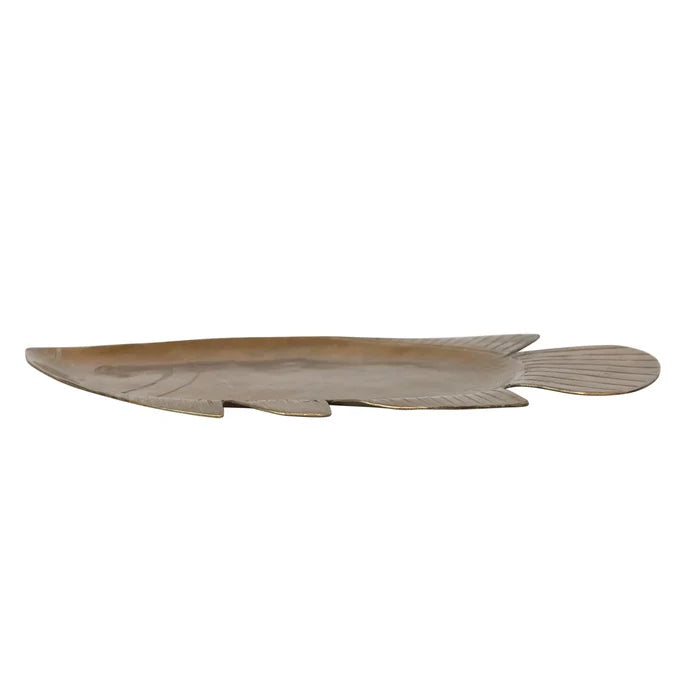 Antique Gold Finish Metal Fish Tray - Madison's Niche