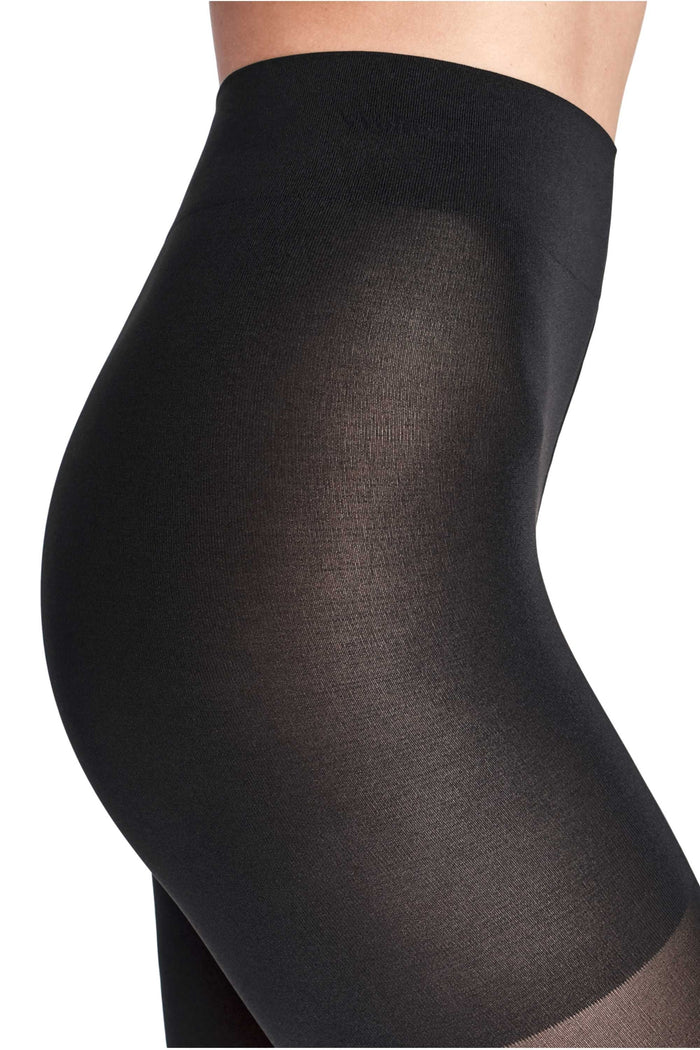 Black 70 eco tights being worn on a white background