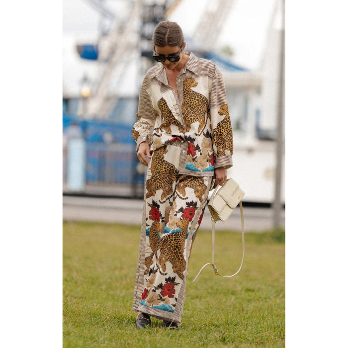 Autumn Winter Long Sleeved Casual Vacation Two Piece Set Loose Printed Pocket Solid Suit