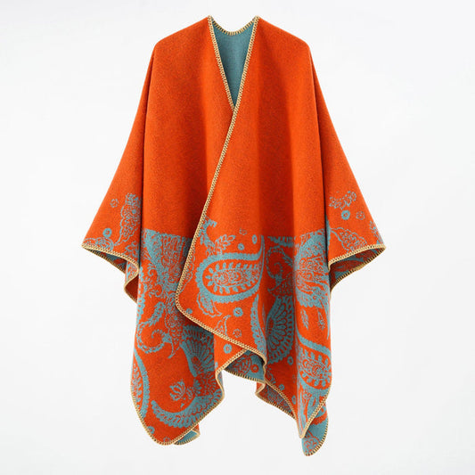 Autumn Winter Warm Shawl Cloak Travel Cloak Imitation Cashmere Wild Shawl