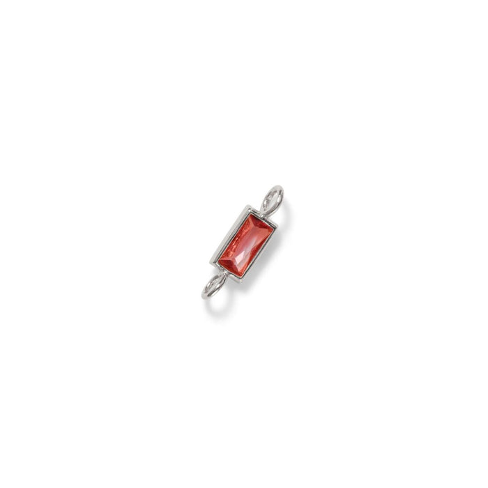 Baguette Connector, Pink, Sterling Silver
