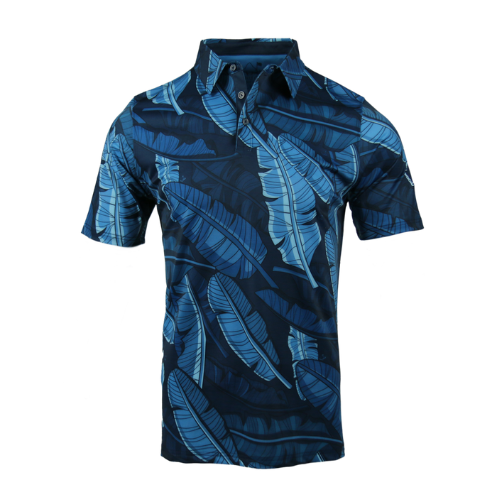 "Banana Patch Night  Blues" - OGA Men's Polo - Multi Blues