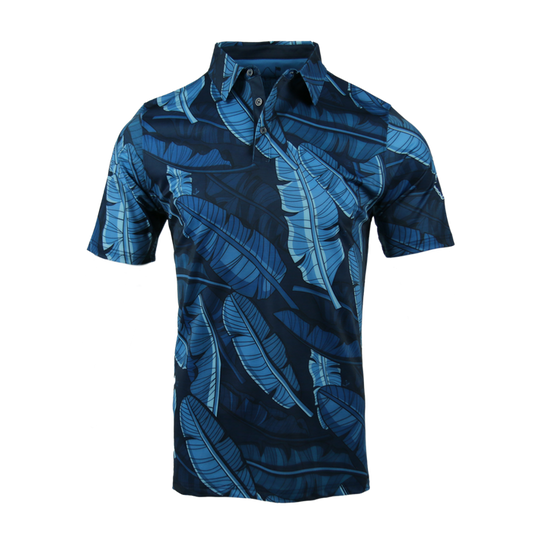 "Banana Patch Night  Blues" - OGA Men's Polo - Multi Blues