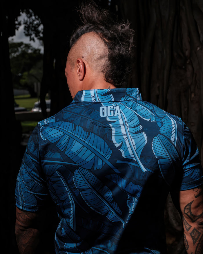 "Banana Patch Night  Blues" - OGA Men's Polo - Multi Blues