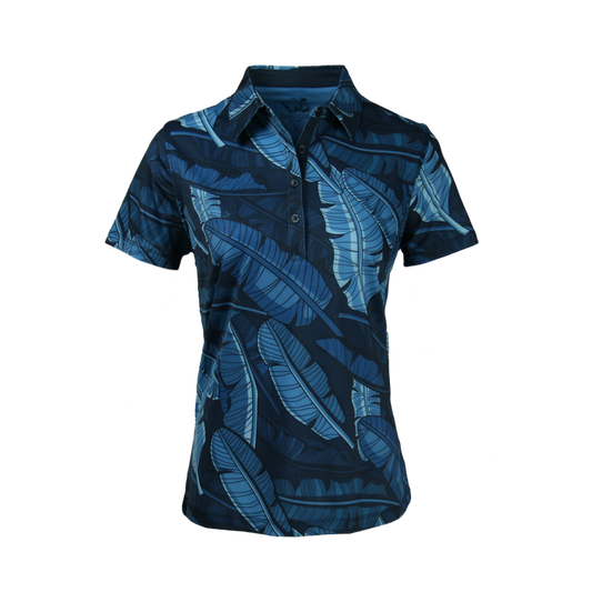 "Banana Patch Night  Blues" - OGA Women's Polo - Multi Blues