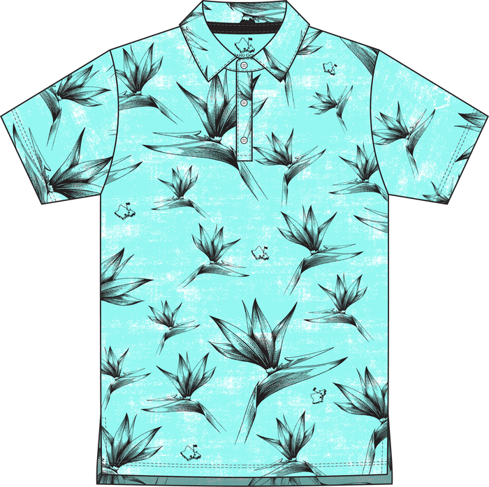 "Birdies Flock" Opihi Blue - OGA Youth Polo - Opihi Blue / Black