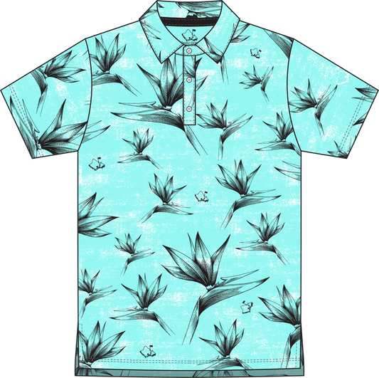 "Birdies Flock" Opihi Blue - OGA Youth Polo - Opihi Blue / Black