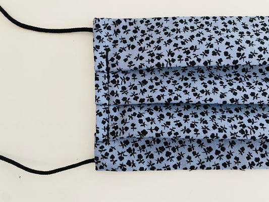 Black and blue re- usable adjustable face cover