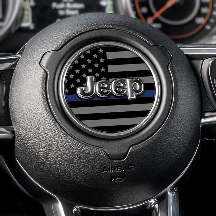 Blackout Thin Blue Line Steering Wheel Decal