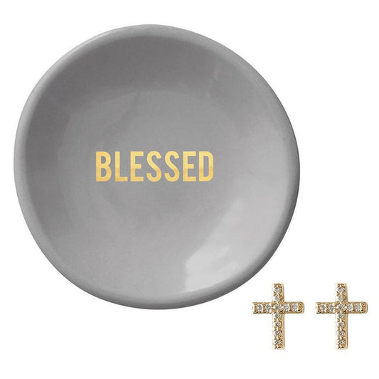 "Blessed" Earrings & Tray Set - Madison's Niche