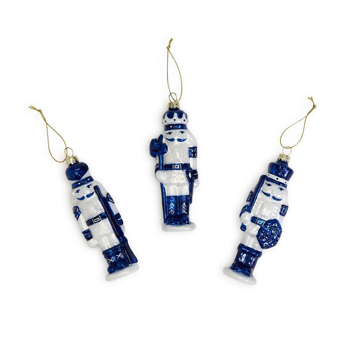 Blue and White Nutcracker Soldier Christmas Ornament.