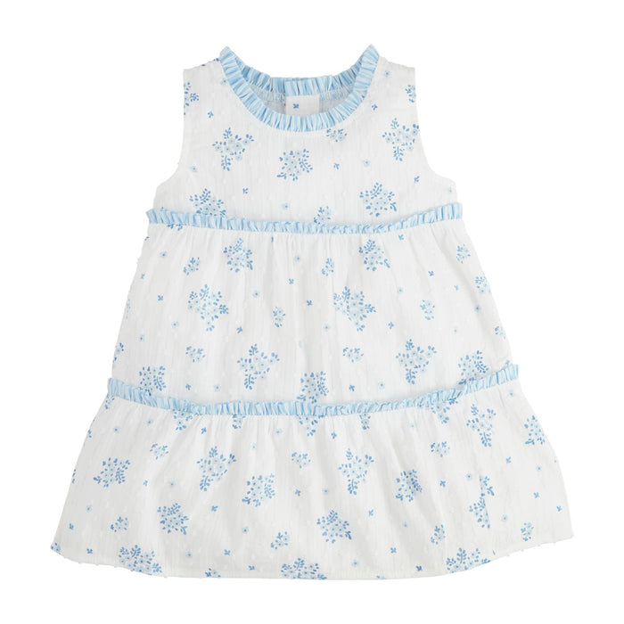 Blue Floral Tiered Dress - Madison's Niche