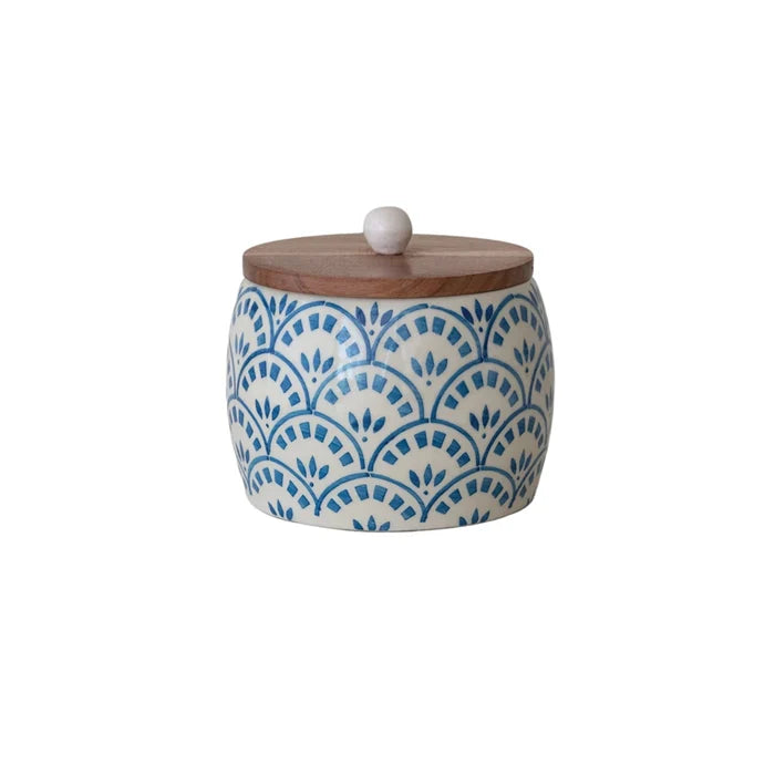 Blue & White Cannister with Lid - Madison's Niche