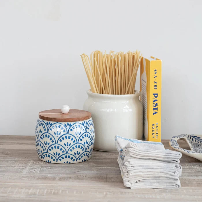 Blue & White Cannister with Lid - Madison's Niche