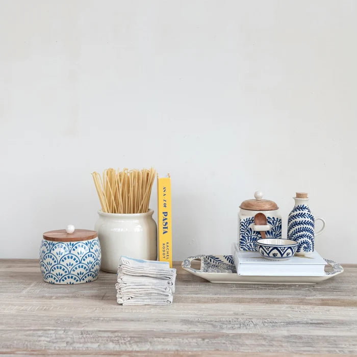 Blue & White Cannister with Lid - Madison's Niche