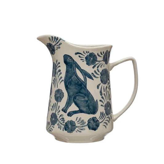 Blue & White Rabbit Pitcher - Madison's Niche