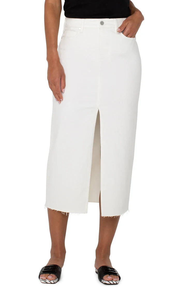 Bone White Front Slit Maxi Skirt - Madison's Niche